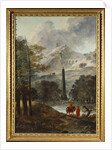 A Mountainous Landscape with an Obelisk by Hubert Robert