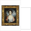 Portrait of Esther, Lady Wray, wearing a white dress, a gold and pink ermine-lined cloak, a landscape beyond by Joshua Reynolds