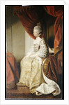 Portrait of Queen Charlotte, full length, seated in robes of state by Joshua Reynolds