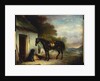 Mr. Stuart's Favourite Hunter, Vagabond' and his Flatcoated Retriever, Nell, by a Cottage Door, 1867 by John E. Ferneley