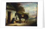 Mr. Stuart's Favourite Hunter, Vagabond' and his Flatcoated Retriever, Nell, by a Cottage Door, 1867 by John E. Ferneley