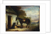 Mr. Stuart's Favourite Hunter, Vagabond' and his Flatcoated Retriever, Nell, by a Cottage Door, 1867 by John E. Ferneley