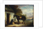 Mr. Stuart's Favourite Hunter, Vagabond' and his Flatcoated Retriever, Nell, by a Cottage Door, 1867 by John E. Ferneley