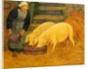 A Young Girl Feeding Two Pigs, 1889 by Paul Serusier