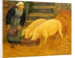A Young Girl Feeding Two Pigs, 1889 by Paul Serusier