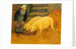 A Young Girl Feeding Two Pigs, 1889 by Paul Serusier