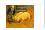 A Young Girl Feeding Two Pigs, 1889 by Paul Serusier