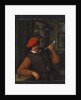 A Peasant in a Red Beret Smoking a Pipe, in an Interior by Adriaen Jansz. van Ostade