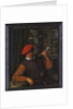 A Peasant in a Red Beret Smoking a Pipe, in an Interior by Adriaen Jansz. van Ostade