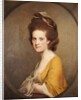 Portrait of Dorothy Hodges, half length, in a yellow dress by Joseph Wright of Derby