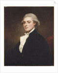 Portrait of James Dashwood, half length, wearing a blue jacket and white jabot by George Romney