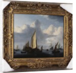 A Seascape with a States Yacht and other Shipping in a Calm, 1654 by Willem van de the Younger Velde