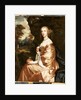Portrait of Lady Penelope Nicholas, holding an orange in a landscape by Peter Lely