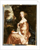 Portrait of Lady Penelope Nicholas, holding an orange in a landscape by Peter Lely