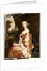 Portrait of Lady Penelope Nicholas, holding an orange in a landscape by Peter Lely