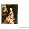 Portrait of Lady Penelope Nicholas, holding an orange in a landscape by Peter Lely