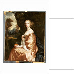 Portrait of Lady Penelope Nicholas, holding an orange in a landscape by Peter Lely