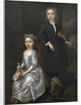 A young boy holding a violin and a young girl holding a doll by John (circle of) Vanderbank