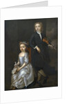 A young boy holding a violin and a young girl holding a doll by John (circle of) Vanderbank