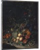 Peaches, Grapes, Pomegranates, Melons, a Corncob, Apricots, Plums, Pears, Acorns, 1718 by Rachel Ruysch