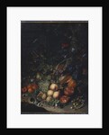 Peaches, Grapes, Pomegranates, Melons, a Corncob, Apricots, Plums, Pears, Acorns, 1718 by Rachel Ruysch