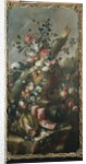 Flowers in a Sculpted Urn, with Melons and Parrot by Francesco Guardi