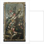 Flowers in a Sculpted Urn, with Melons and Parrot by Francesco Guardi