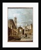 A Capriccio of a Venetian Campo with a Church Beyond by Francesco Guardi
