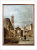 A Capriccio of a Venetian Campo with a Church Beyond by Francesco Guardi