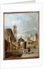 A Capriccio of a Venetian Campo with a Church Beyond by Francesco Guardi