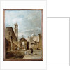 A Capriccio of a Venetian Campo with a Church Beyond by Francesco Guardi