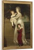 Portrait of Mrs. Annesley standing full length, in a white dress with her two children by Thomas Lawrence
