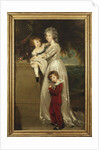 Portrait of Mrs. Annesley standing full length, in a white dress with her two children by Thomas Lawrence