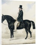 Portrait of a gentleman in a top hat, seated on a black hunter by English School