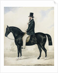 Portrait of a gentleman in a top hat, seated on a black hunter by English School