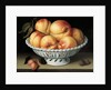 Peaches in a pierced white faience basket by Fede Galizia