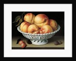 Peaches in a pierced white faience basket by Fede Galizia