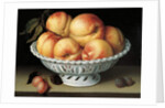 Peaches in a pierced white faience basket by Fede Galizia
