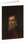 Portrait of a bearded man, bust-length, in a red gown by Jacopo Robusti Tintoretto