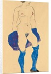 Standing woman with shoes and stockings, 1913 by Egon Schiele