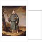 Portrait of a gentleman as a pilgrim, on a track, holding a staff with a gourd and a bible, 1836 by Edward Daniel Leahy