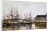 Three-Masters in Dock, Antwerp, 1871 by Eugene Louis Boudin