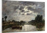Moonlight, Canal de St. Valery, 1891 by Eugene Louis Boudin