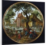 Peasants dancing around a tree in a village street, 1625 by Pieter the Younger Brueghel