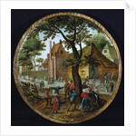 Peasants dancing around a tree in a village street, 1625 by Pieter the Younger Brueghel