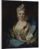 Portrait of a lady, wearing a white dress and a blue cloak by Nicolas de Largilliere