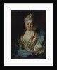 Portrait of a lady, wearing a white dress and a blue cloak by Nicolas de Largilliere