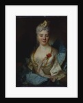 Portrait of a lady, wearing a white dress and a blue cloak by Nicolas de Largilliere