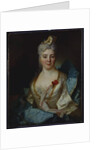 Portrait of a lady, wearing a white dress and a blue cloak by Nicolas de Largilliere