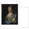 Portrait of a lady, wearing a white dress and a blue cloak by Nicolas de Largilliere